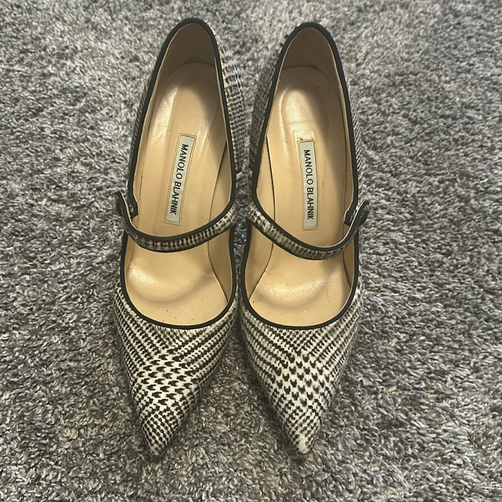 Manolo Blahnik Calf Hair Mary Janes